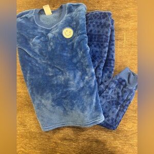 Super soft Blue Fleece Pajama Set with Smiley Face
